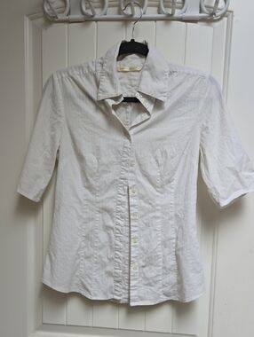 Smart Set Medium Off-White Short-Sleeve Button-Up Women's Shirt